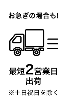お急ぎの場合も。最短2営業日出荷