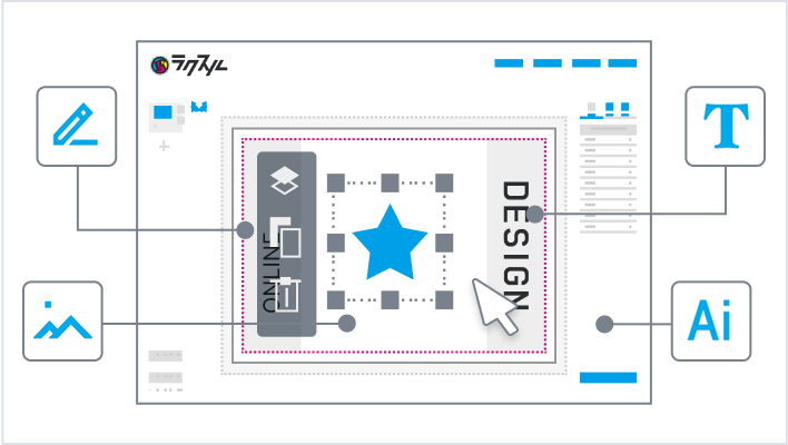 オンラインデザインで簡単にシールを作成するイメージ